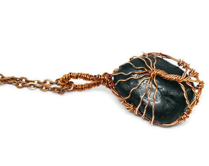 River Rock Copper Tree of Life Pendant Necklace, Metaphysical Jewelry, Tree of Life Necklace