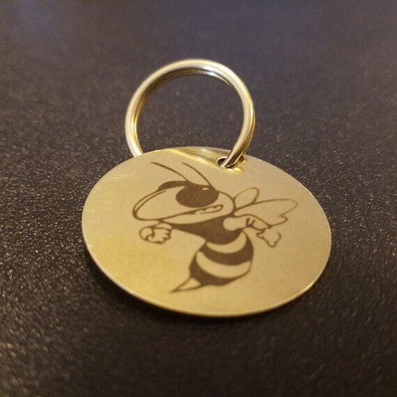 Circle BRASS Keychain Custom Graphic/Typed Text Engraved