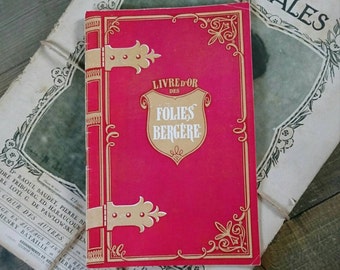 Vintage French theatre programme. Livre d'or des folies bergere. French theatre. Vintage programme.