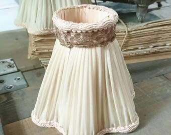 Vintage clip on lamp shades. Set of 3. French shabby chic interiors. Gift idea.