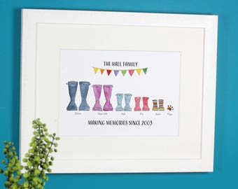 Personalised Classic Welly Boot Family Print
