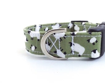 Sage Green Sheep Dog Collar | Dog Collar | Green Dog Collar | Puppy Collar | Girl Dog Collar | Farm Dog Collar | Male Dog Collar | Boy Dog