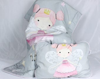 Crib Duvet and pillow, crib Bedding Set, Girl Bedding Set, crib pillow, Fairy Bedding Set, grey crib Bedding, Baby Shower Gift, Minky Crib