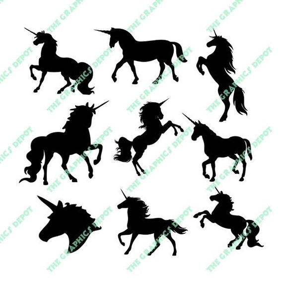 Download Unicorn Silhouettes - svg file, dxf file, eps file, png ...