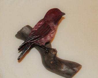 Purple Finch - hand carved