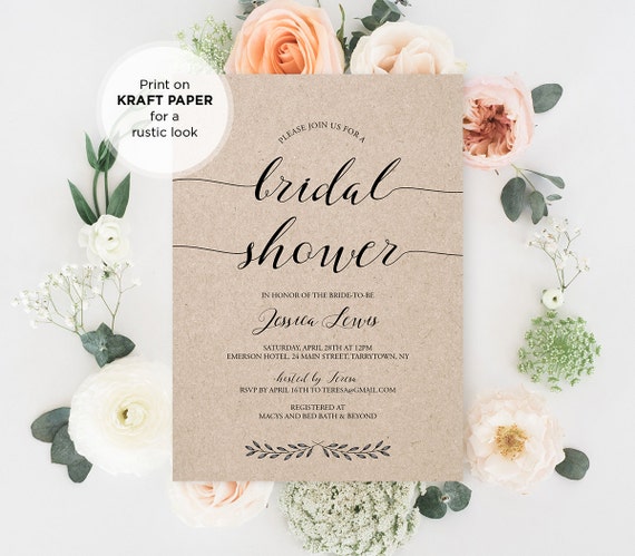 Bridal Shower Invitation Template Wedding Shower Invite