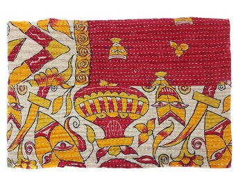 fine worl Kantha Quilt Indian Cotton Bedspread ,Bedding ,bed cover, twin size bedding