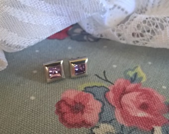 Vintage Sterling Silver Crystal stud earrings