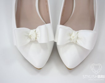 Shoe Clips, Satin Bow Shoe Clips, Satin Shoe Clips, Bridal Shoe Clips, Wedding Shoe Clips, Shoe Clips for Wedding Shoes