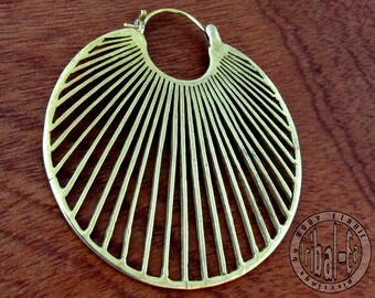 ray sun brass earrings piercing (pair) tribal ear jewelry by body ethnic