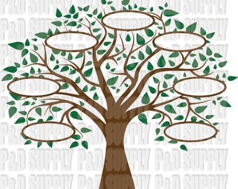 members 7 tree design family Templates Tree Tree Cutting SVG Silhouette SVGs,