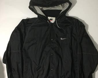 Vinatge 90s Nike air swoosh hooded black bomber jacket