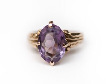 Victorian Ring, Amethyst Ring, Victorian Amethyst Ring, Purple Vintage Ring, Yellow Gold Amethyst Ring, Lavender Vintage Ring