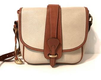Vintage Dooney And Bourke Handbags Designer Handbags Dooney And Bourke Crossbody Handbags Vintage Handbags Ivory Leather Bag Brown Trim