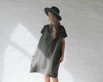LINEN dress simple OVERSIZED gray LOOSE tunic grey dress