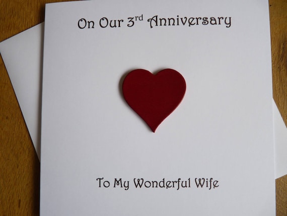 3rd anniversary  card  leather three  years  3rd wedding 