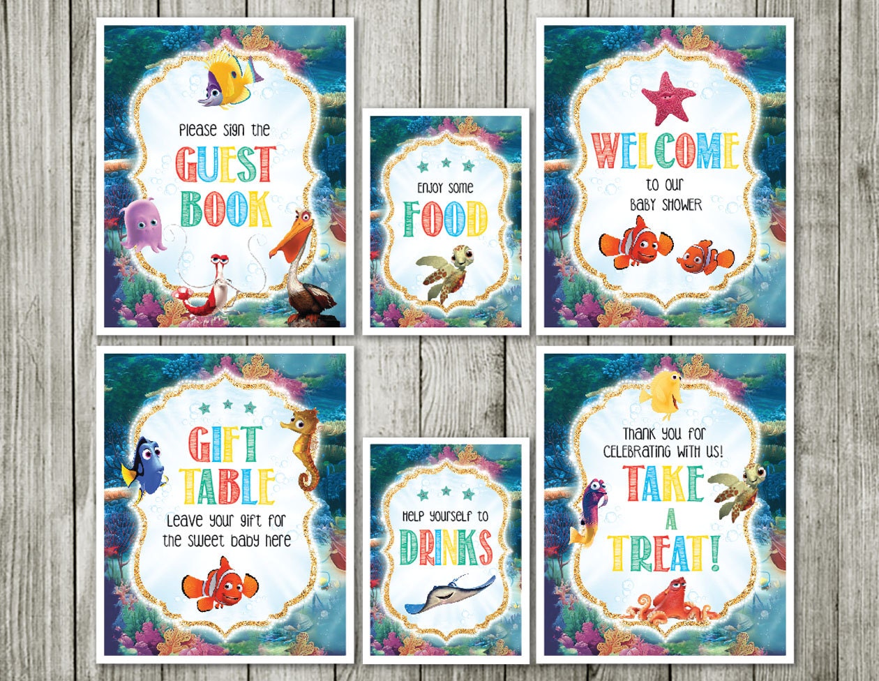 Finding nemo Nemo Table signs baby shower decor nemo