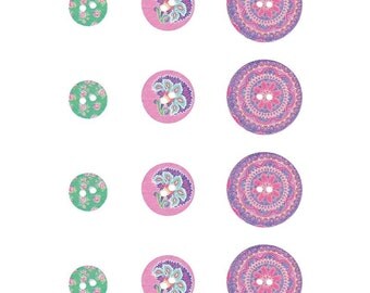 Assortment of 12 wood Flower Power buttons - buttons Boho - button wood - 14002356