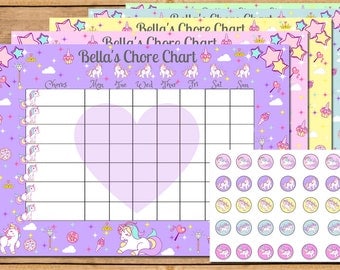 Unicorn Chore Chart, Chore Chart, Reward Chart, Chore, Chores, Weekly Chore chart, Kids Chore Chart, Toddler Chore Chart, Unicorn