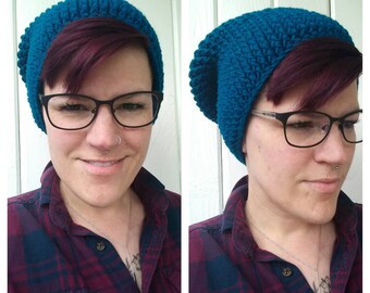 Cobalt Blue Slouchy Hat - Knitted Hat - Slouchy Beanie - Slouch Hat - Scull Cap