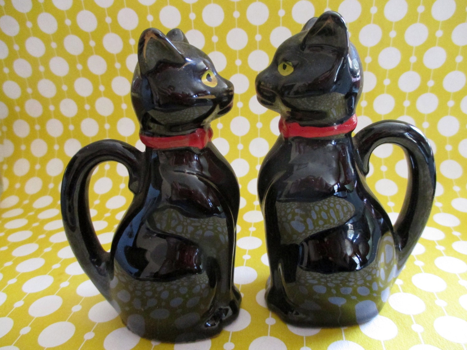 Vintage Salt and Pepper Shakers Black Cats Shafford Japan