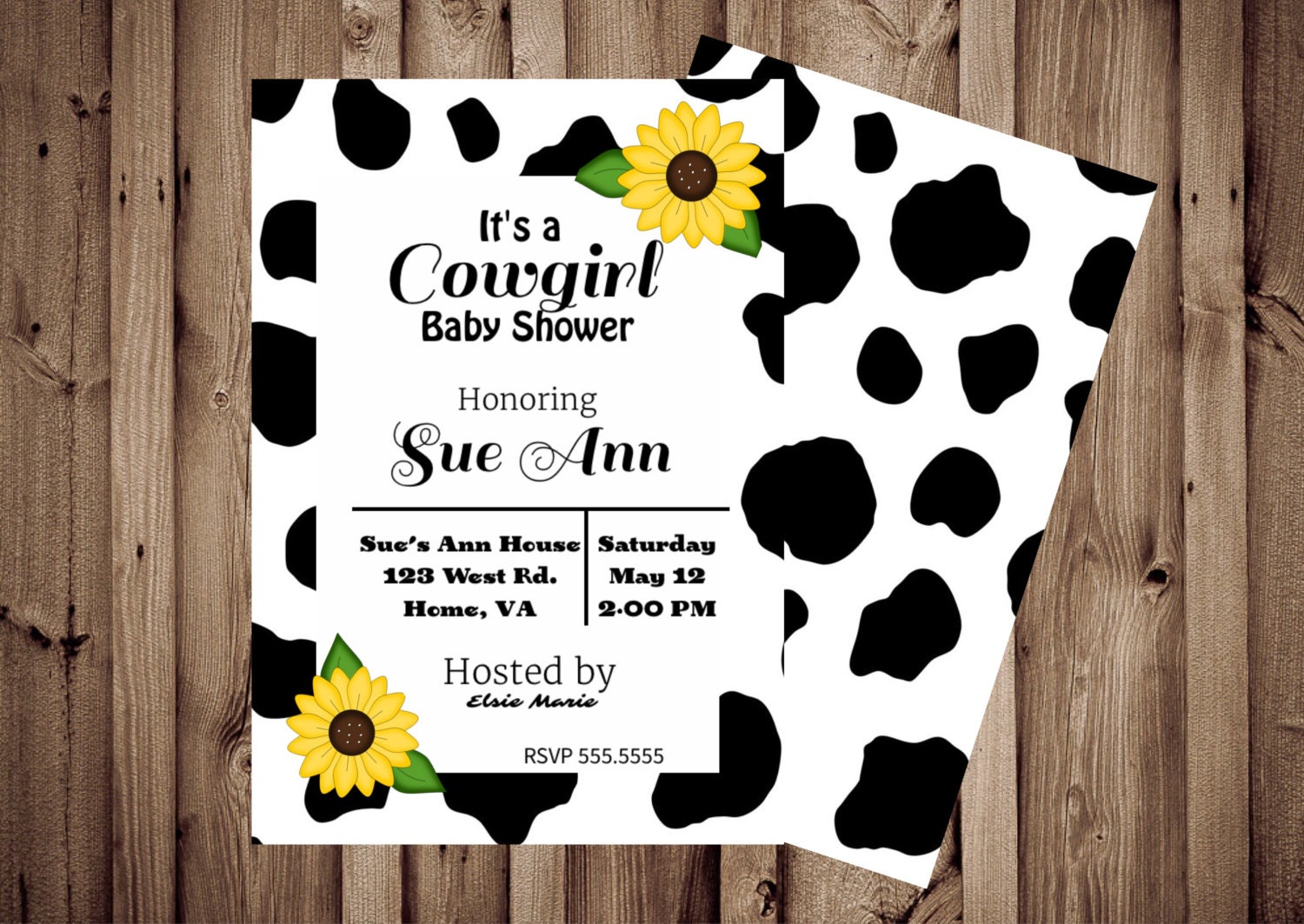 Cow Print Baby Shower Invite Cowgirl Invitation Cute Invite
