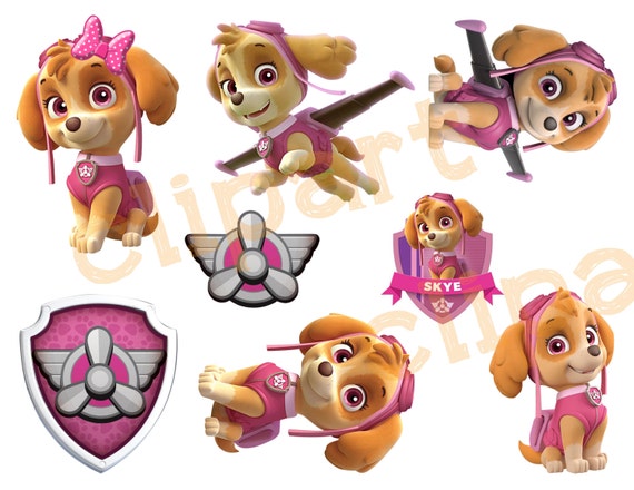 Paw Patrol Skye Printable Stickers Clipart by DesignTrunkInc