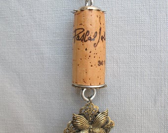 Butterfly Cork Rear View Mirror Dangler | Wine Cork Dangler | Charm Dangler | Wine Lover's Gift | Recycled Cork Dangler | MOther's Day Gift