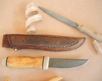 knife with Leather Sheath
