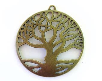 5- Antiqued Bronze Large Tree Charms - 61 x 58mm