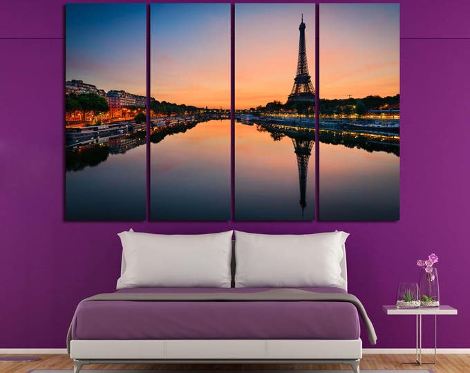 Seine River view Eiffel Tower Paris skyline photography large wall art print set of 3 or 5 canvas Eiffel Tower Paris canvas print home decor
