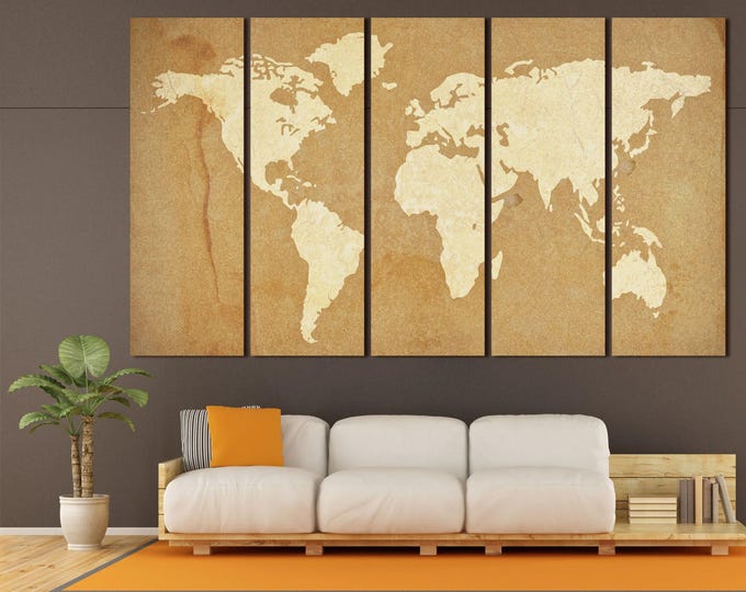 Abstract world map canvas print wall art abstract world map print on canvas world map poster wall decor world map canvas set of 3 or 5 panel