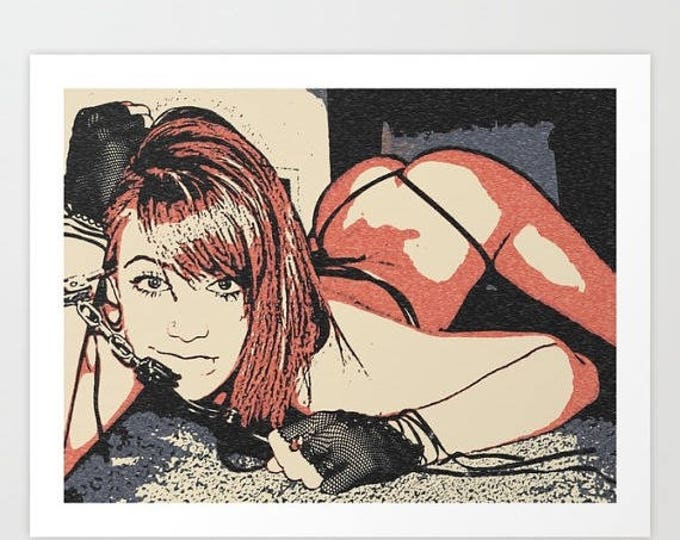Erotic Art Giclée Print - Bad, bad girl, dark bdsm, fetish art print, tied girl nude, naked body, sensual bdsm artwork, high res 300dpi