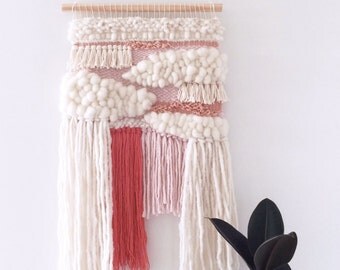 Woven Wall Hanging: Boho Tapestry, Candy Mallow Weaving