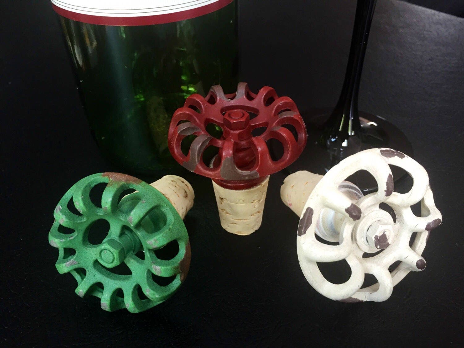 Repurposed Vintage Water Faucet Handle Wine Bottle Stopper