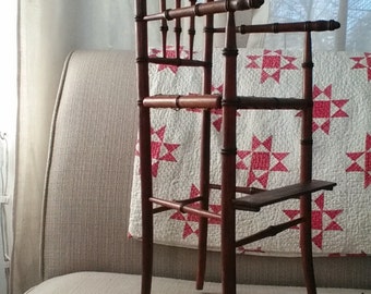 Doll highchair, bamboo with woven seat