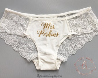 Personalized Lingerie, Bride Panties, Bridal Shower Gift, Mrs Panties, Personalized Panties Underwear, Honeymoon, Bachelorette, Bride Gift