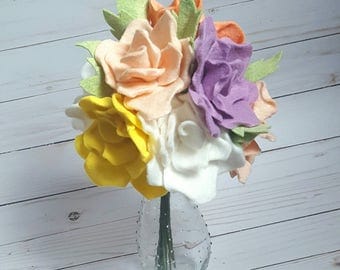 Spring felt rose bouquet, spring flower arrangement, spring wedding bouquet, felt flower bouquet, felt wedding bouquet