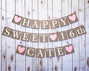 SWEET 16 BANNER, sweet 16 decoration, sweet 16 sign, personalized birthday banner, sixteenth birthday decor, sweet sixteen, sweet 16