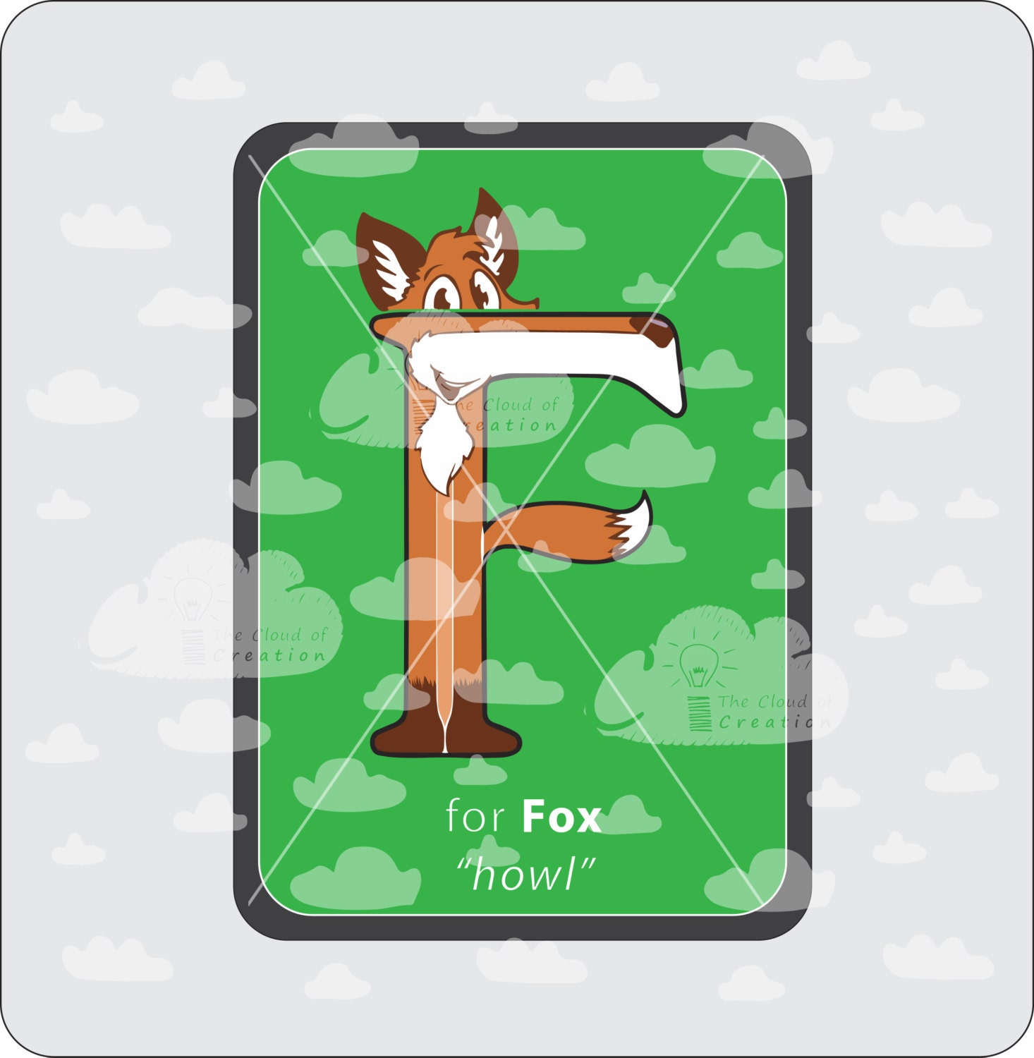 F for Fox Individual Animal Alphabet Card