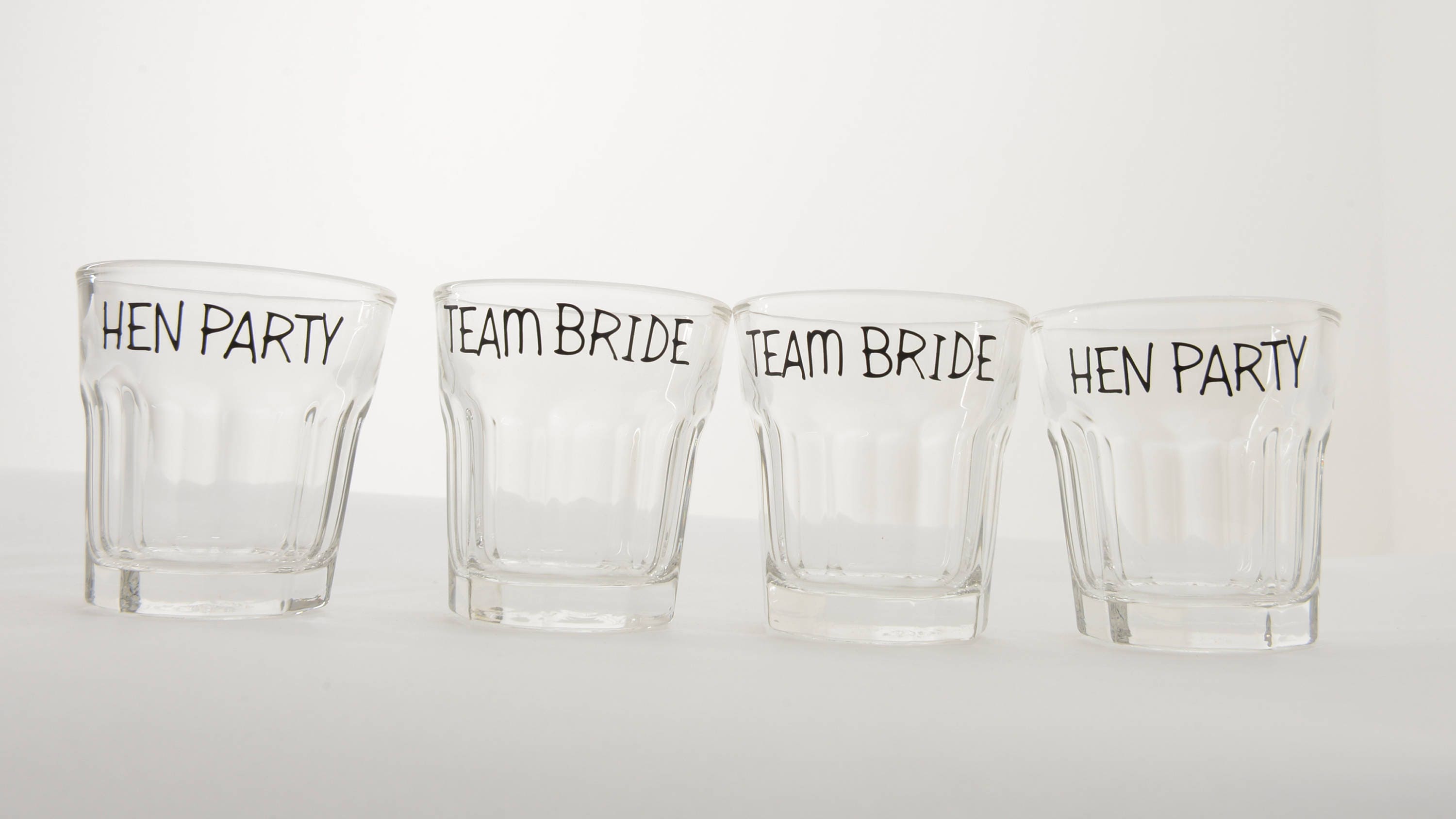 Hen party Team Bride Shot Glasses x 6