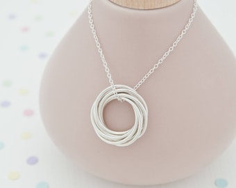80th Birthday Gift For Her, 80th Birthday Jewellery, 80th Birthday Gift For Gran - Handmade '8 Rings For 8 Decades' Russian Ring Necklace