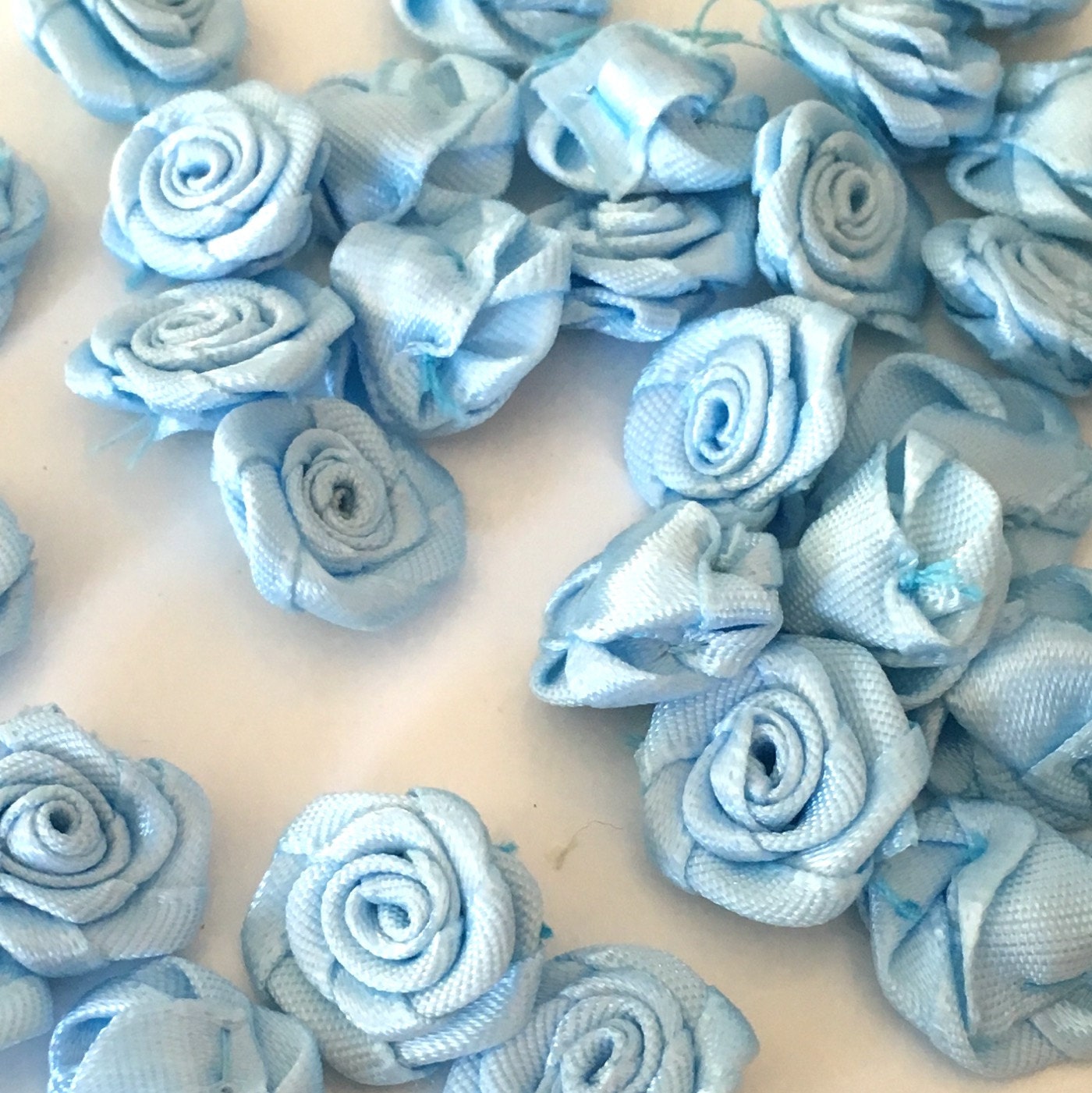 10 ribbon roses blue ribbon roses 15mm roses sew on roses