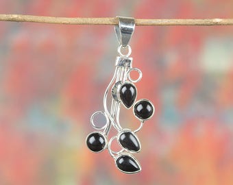 Black Onyx Pendant, Sterling Silver Pendant, February Birthstone, Cocktail Pendant, Stacking Pendant, Unique Designer Pendant, BJP-998-BO