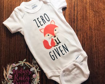 Zero Fox Given Onesie | Punny | Vulgar | Orange Fox | Baby Shower Gift | Mom-to-be | Funny | Gag Gift | Announcement | Baby