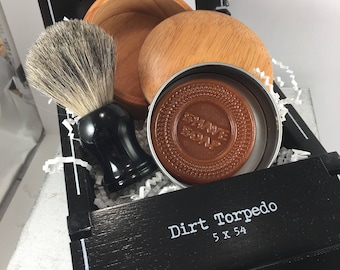 Cigar Box Shave Set - A Perfect Father's Day Gift to give Dad or even a Grad.-Birch Shave Bowl-Shave Brush and Soap-Fragrance of your choice