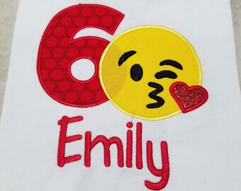 Sale !! Kissing face emoji/ personalized emoji shirt/ emoji birthday shirt