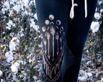 Leggings - Bleached Yoga Pants - Yoga Pants - Celestial Leggings - Hand Painted Leggings - Yoga Clothes - Black Leggings - Vegan Activewear
