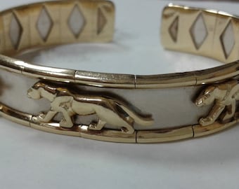 14K Solid Gold Bracelet Panthers 14K Gold Bangle 14K Solid Gold Cuff Panther Bracelet
