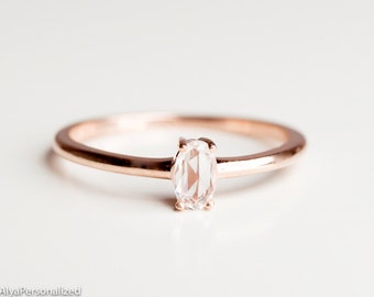 White Sapphire Engagement Ring - Engagement Ring For Women - Simple Gold Ring - Engagement Ring Rose Gold - Mossanite Ring -Anniversary Ring